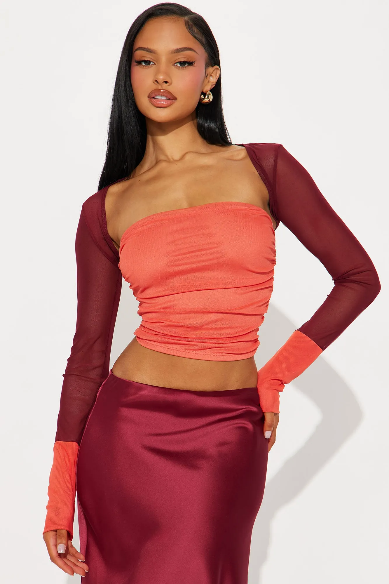 All For Fun Two Piece Top - Orange/combo