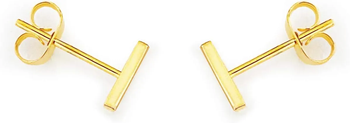 Altitude Boutique 18K Gold or Silver Bar Studs | Small Bar Earrings | Hypoallergenic Stud Earrings for Women | Delicate Jewelry