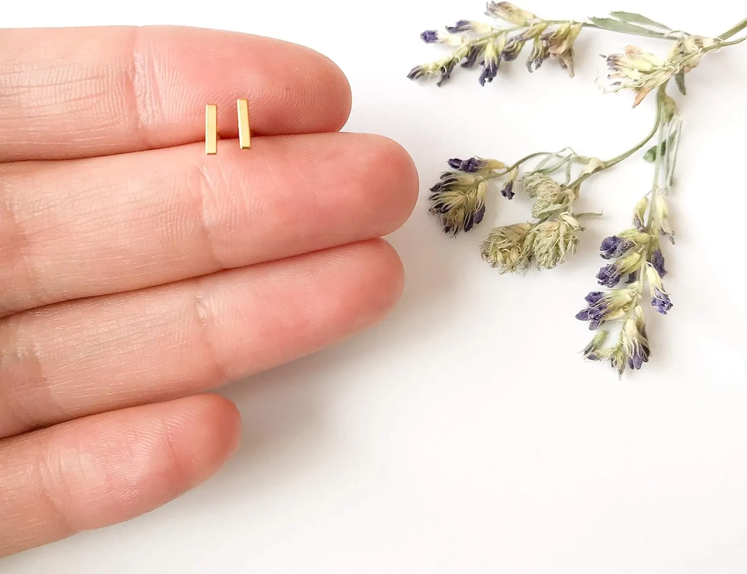 Altitude Boutique 18K Gold or Silver Bar Studs | Small Bar Earrings | Hypoallergenic Stud Earrings for Women | Delicate Jewelry