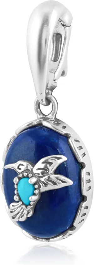 American West Jewelry Sterling Silver Women's Pendant Enhancer Choice of Gemstone Color Hummingbird