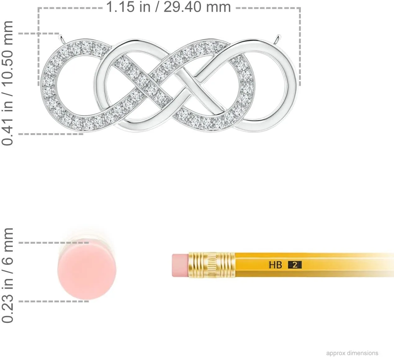 Angara Lab Grown Pave-Set Diamond Horizontal Double Infinity Pendant in 14K Solid Gold/Platinum | April Birthstone, Birthday, Engagement, Anniversary, Wedding Jewelry Gift for Women