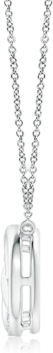 Angara Lab Grown Pave-Set Diamond Horizontal Double Infinity Pendant in 14K Solid Gold/Platinum | April Birthstone, Birthday, Engagement, Anniversary, Wedding Jewelry Gift for Women