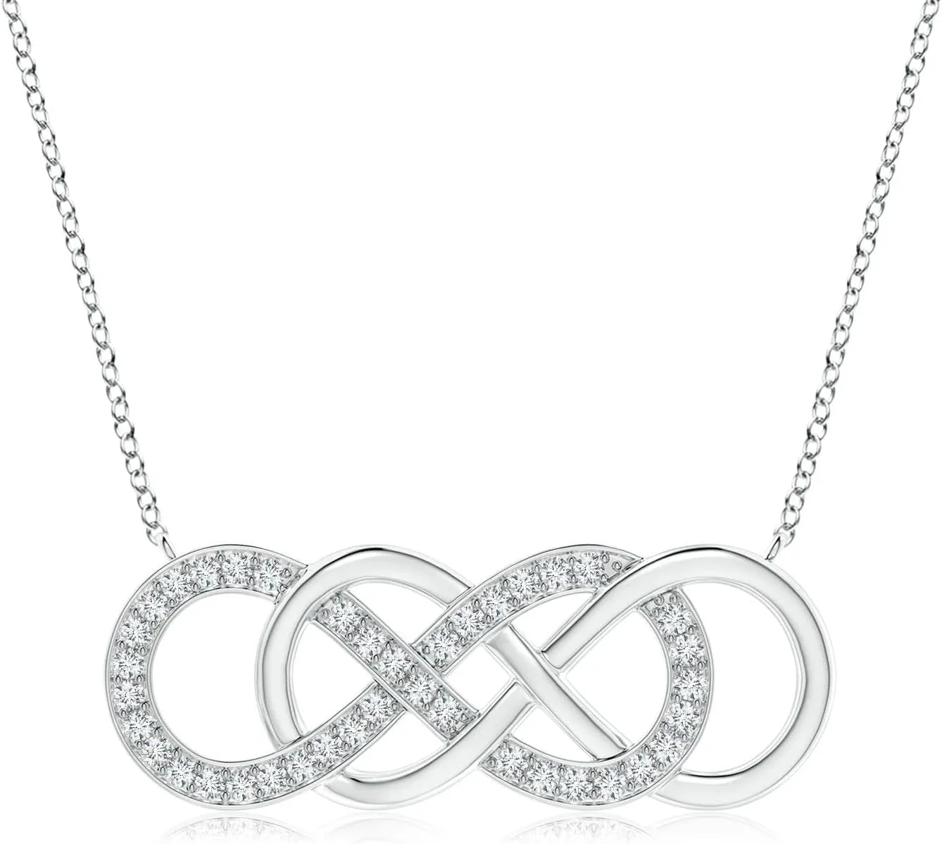 Angara Lab Grown Pave-Set Diamond Horizontal Double Infinity Pendant in 14K Solid Gold/Platinum | April Birthstone, Birthday, Engagement, Anniversary, Wedding Jewelry Gift for Women