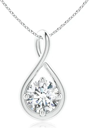 Angara Lab Grown Solitaire Diamond Twist Bale Pendant in 14K Solid Gold/Platinum | April Birthstone, Birthday, Engagement, Anniversary, Wedding Jewelry Gift for Women