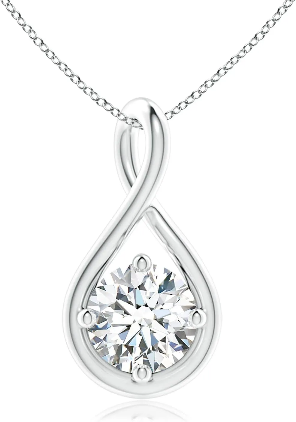 Angara Lab Grown Solitaire Diamond Twist Bale Pendant in 14K Solid Gold/Platinum | April Birthstone, Birthday, Engagement, Anniversary, Wedding Jewelry Gift for Women