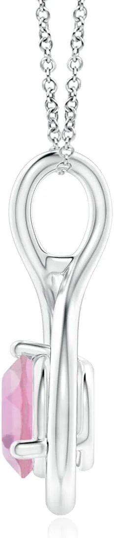 Angara Natural Solitaire Round Pink Tourmaline Infinity Twist Pendant in Silver / 14K Solid Gold/Platinum | Birthday, Engagement, Anniversary, Wedding Jewelry Gift for Women
