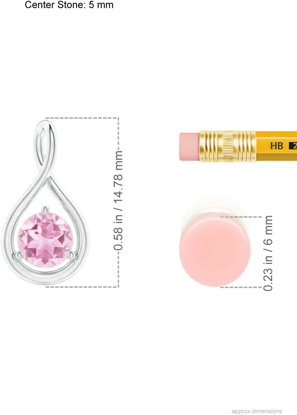 Angara Natural Solitaire Round Pink Tourmaline Infinity Twist Pendant in Silver / 14K Solid Gold/Platinum | Birthday, Engagement, Anniversary, Wedding Jewelry Gift for Women