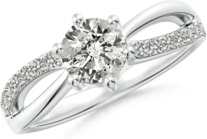 Angara Split Shank Diamond Promise Ring for Women in Sterling Silver/14K Solid Gold | Birthday, Engagement, Anniversary, Wedding Jewelry Gift for Women