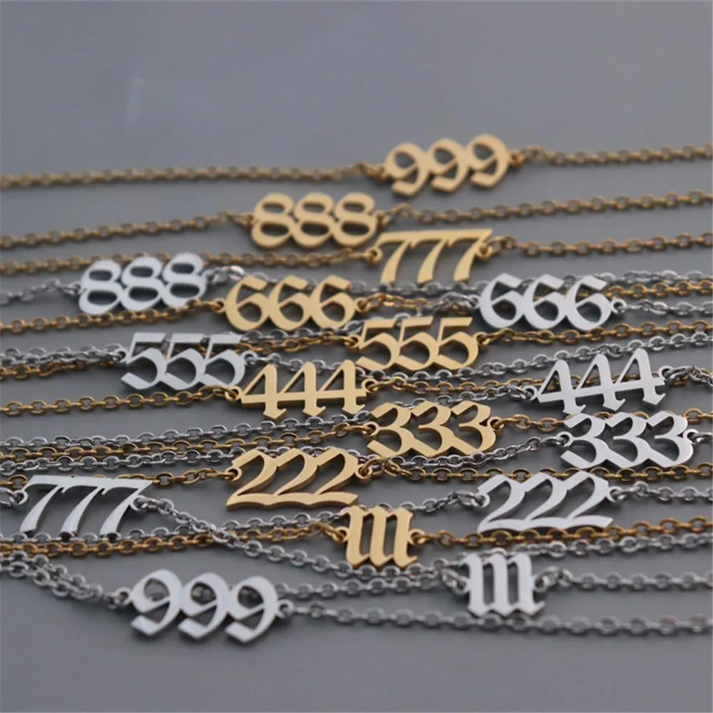 Angel Numbers Anklets Bracelets for Women Minimalist Stainless Steel Adjustable Chain Bracelet