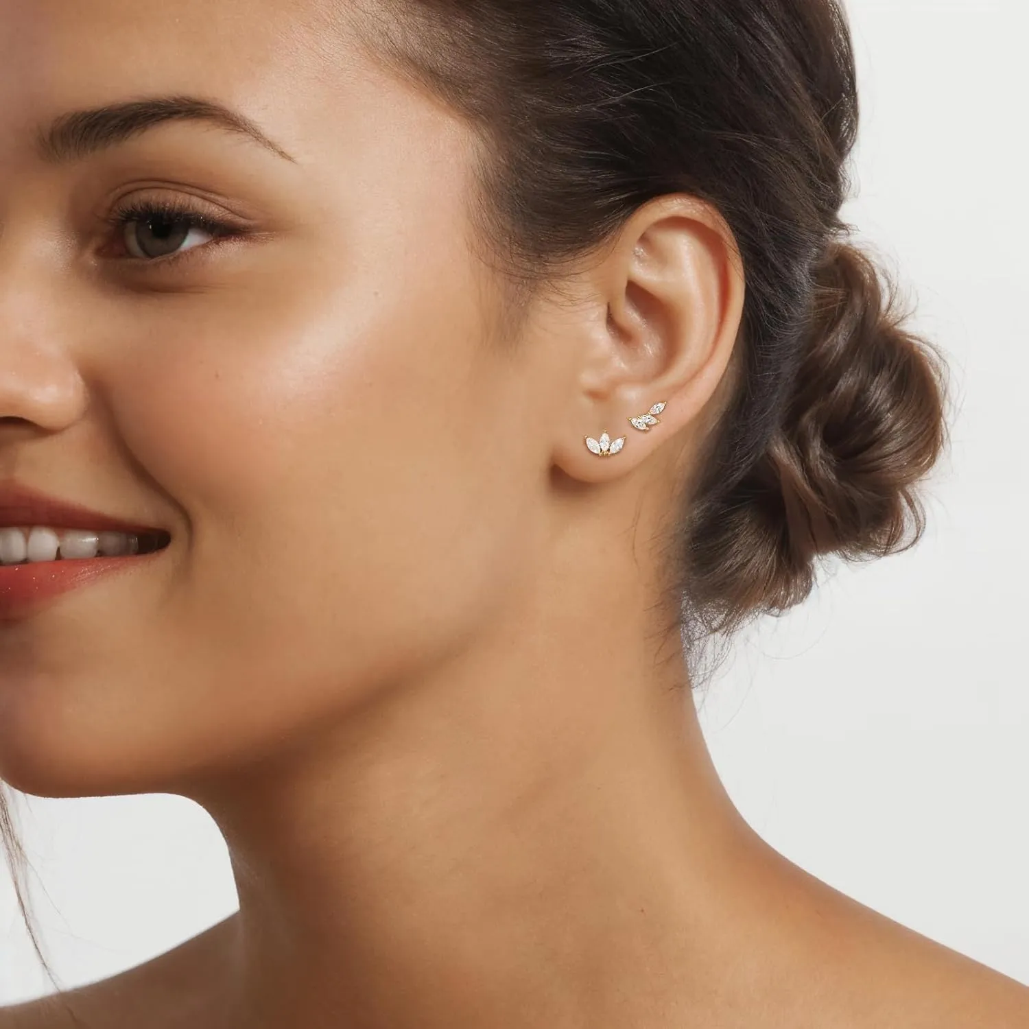 Angelady Flat Back Earrings Set for Women, 14K Gold Plated Flat Back Stud Earring Hypoallergenic, Sterling Silver Cartilage Earrings Helix Piercing Jewelry for Women