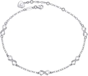 Ankle Bracelets for Women S925 Sterling Silver Infinity Anklets for Women Adjustable Foot Ankle Bracelet