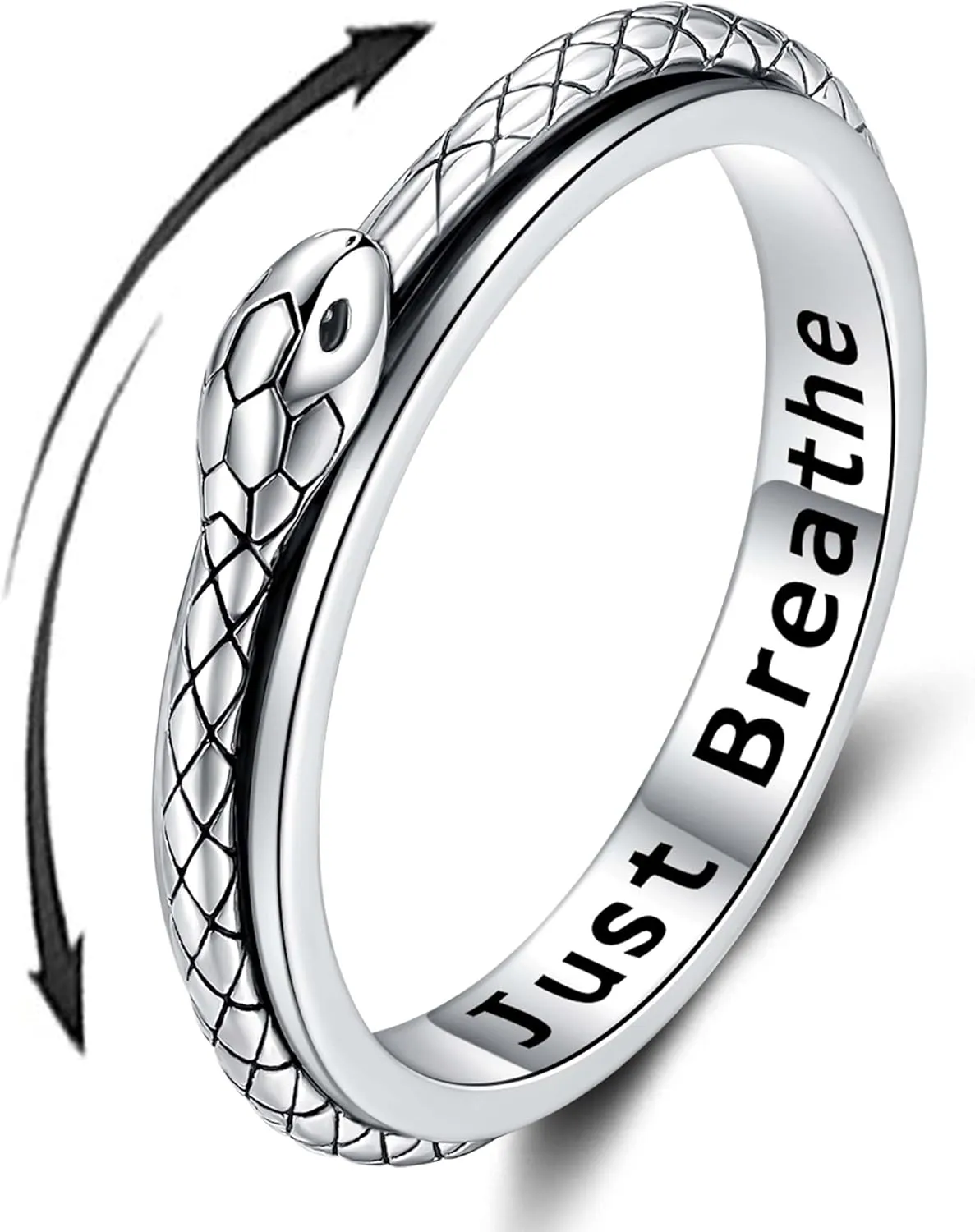 Anxiety Ring for Women: Sterling Silver Fidget Jewelry Spinner Band Rings for Girls Stackable Spinning Rings Anti Stress Relieving Jewelry Gifts