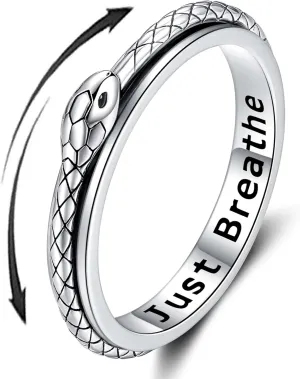 Anxiety Ring for Women: Sterling Silver Fidget Jewelry Spinner Band Rings for Girls Stackable Spinning Rings Anti Stress Relieving Jewelry Gifts