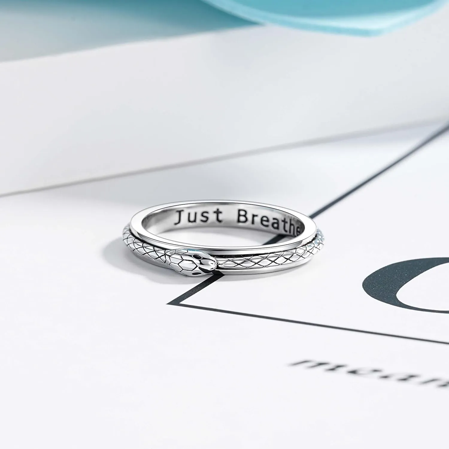 Anxiety Ring for Women: Sterling Silver Fidget Jewelry Spinner Band Rings for Girls Stackable Spinning Rings Anti Stress Relieving Jewelry Gifts
