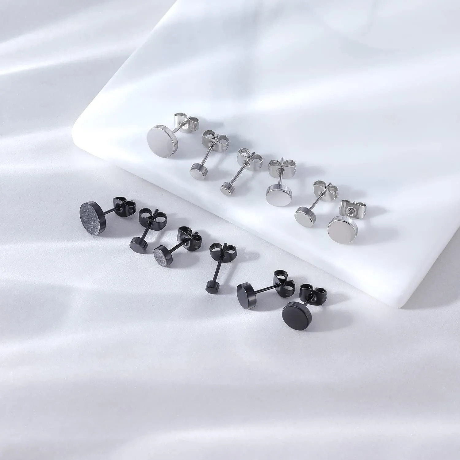 AoedeJ 6 Pairs Stainless Steel Stud Earrings Set Mens Earrings Stud Earrings for Women Hypoallergenic Mens Stud Earrings