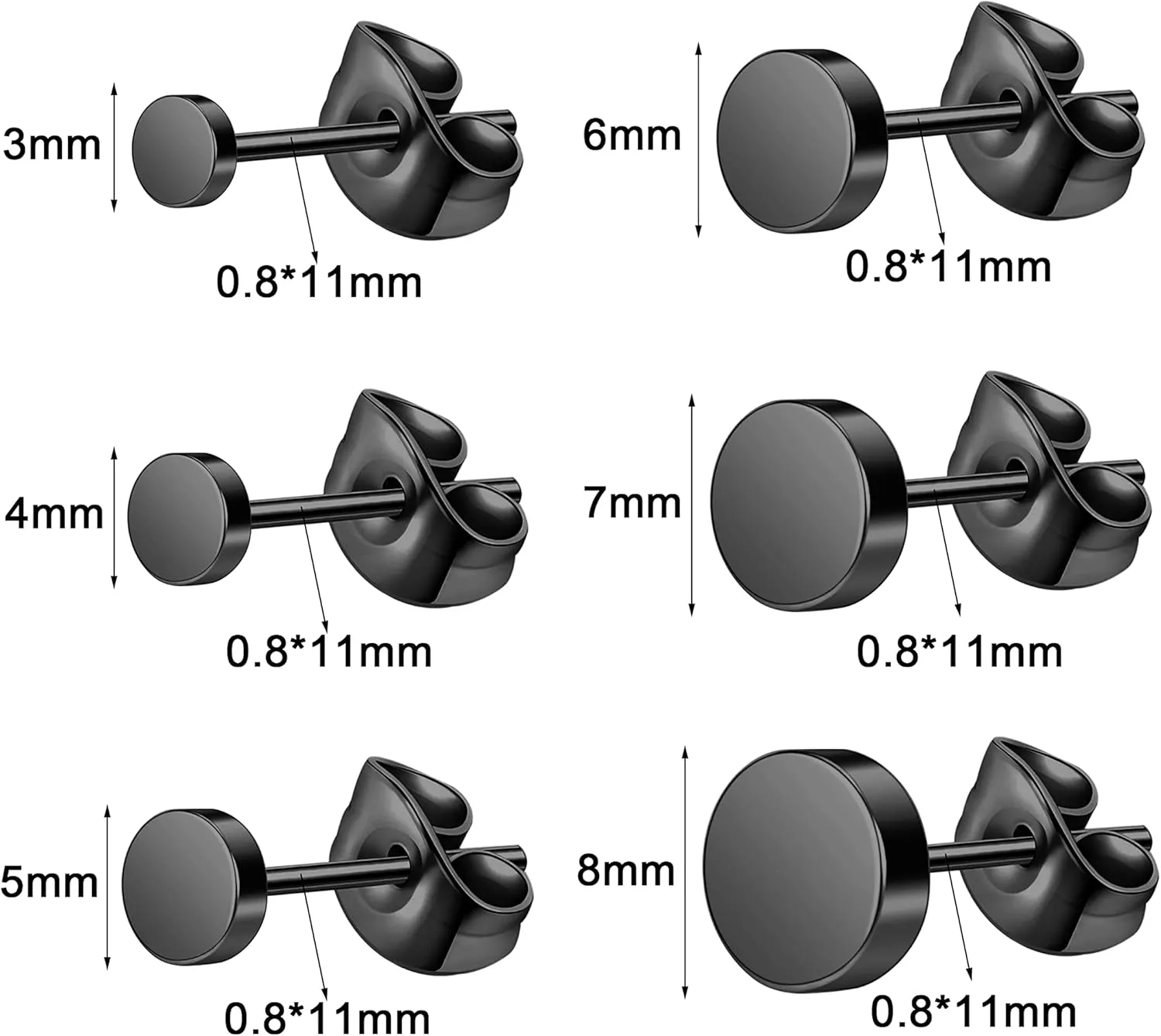 AoedeJ 6 Pairs Stainless Steel Stud Earrings Set Mens Earrings Stud Earrings for Women Hypoallergenic Mens Stud Earrings