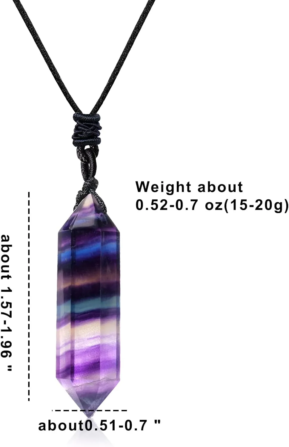 Apengshi Natural Healing Crystal Double Pointed Pendants Natural Crystal Quartz Necklace 6 Faceted Chakra Crystal Wand Energy Stone Necklace Pendant Meditation Balance Reiki Gifts