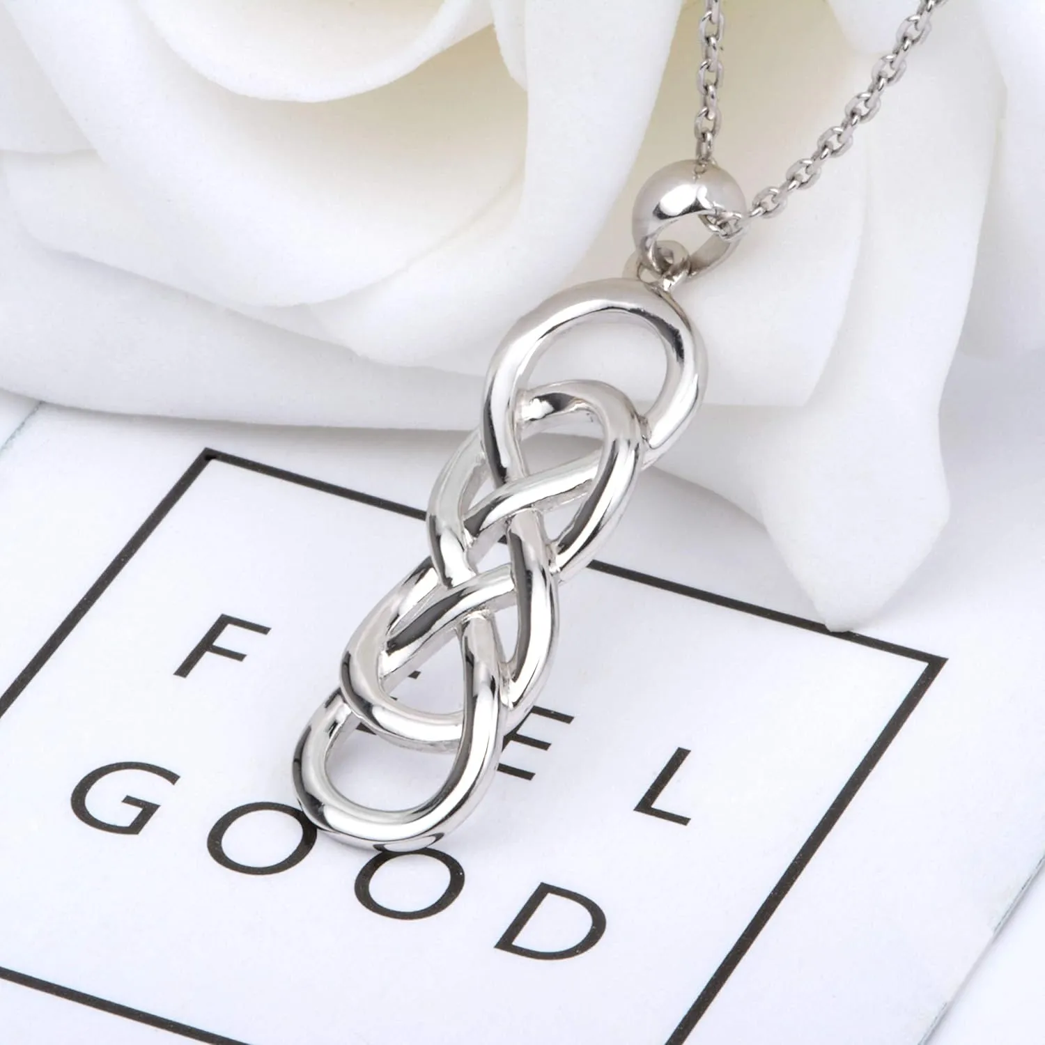 APOTIE Celtic Infinity Necklace for Women - 925 Sterling Silver CZ Infinite Pendant Eternal Jewelry Gifts for Women Girlfriend Wife