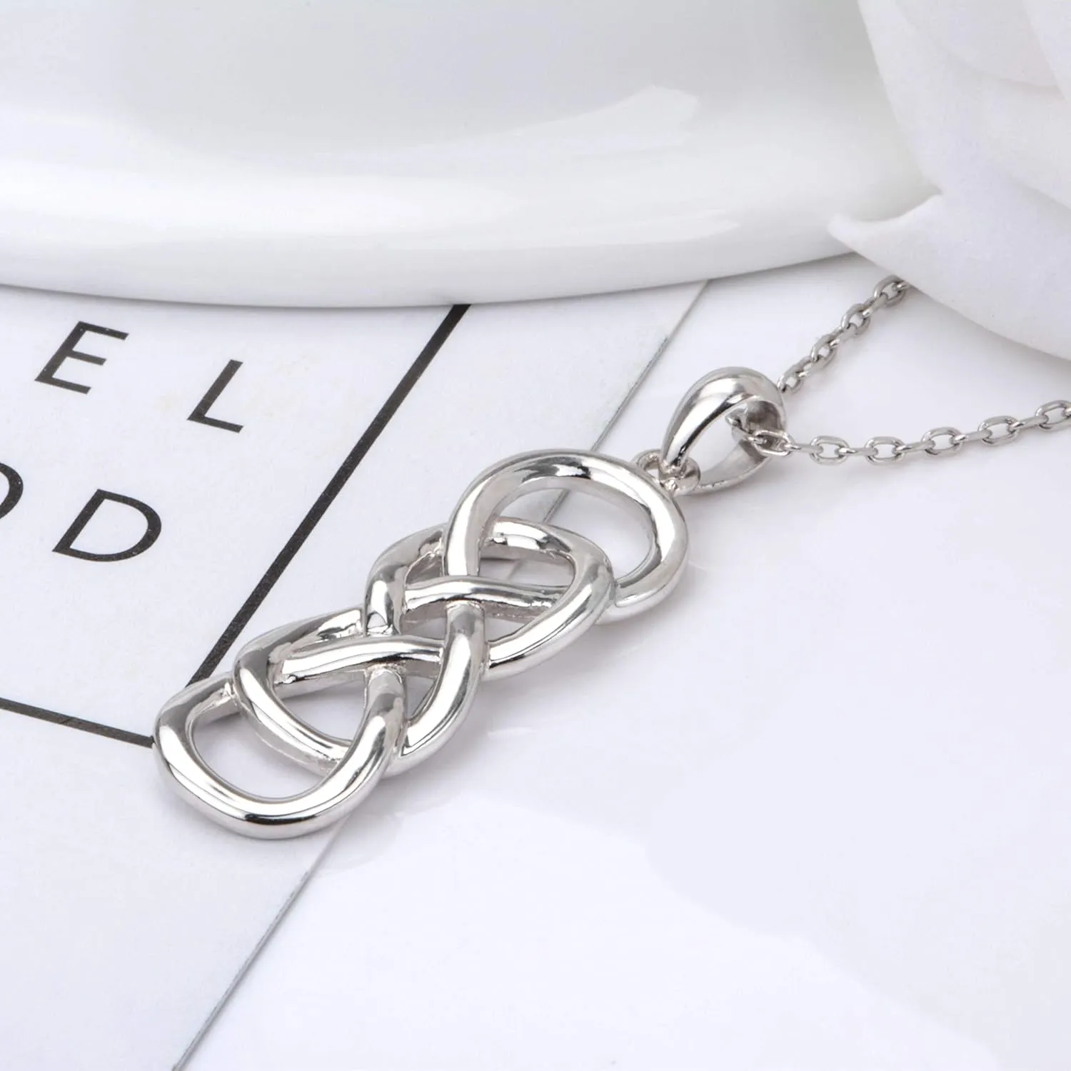 APOTIE Celtic Infinity Necklace for Women - 925 Sterling Silver CZ Infinite Pendant Eternal Jewelry Gifts for Women Girlfriend Wife