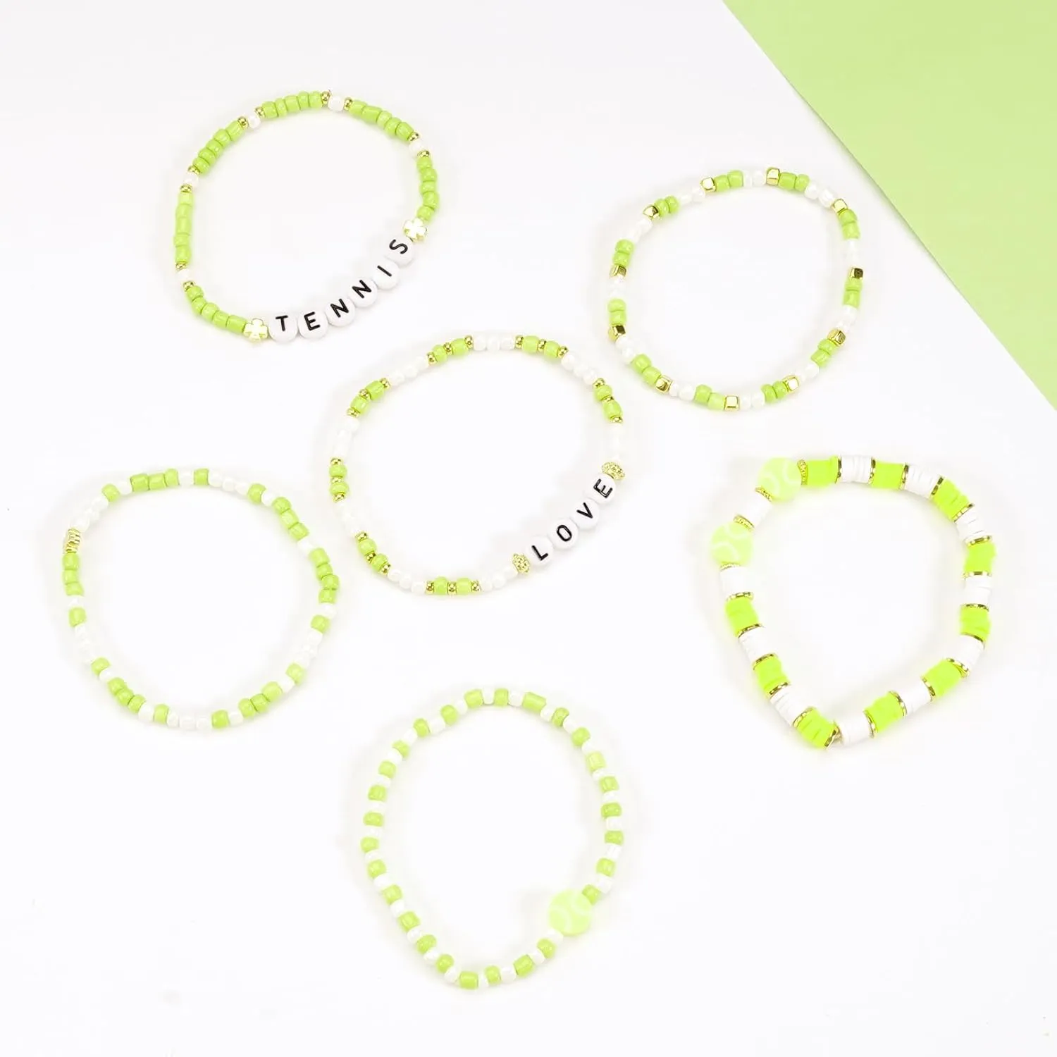 Ardorchid Game Day Bracelets Football Basketball Bracelets Tennis Baseball Stretchy Stackable Heishi Beads Bracelets