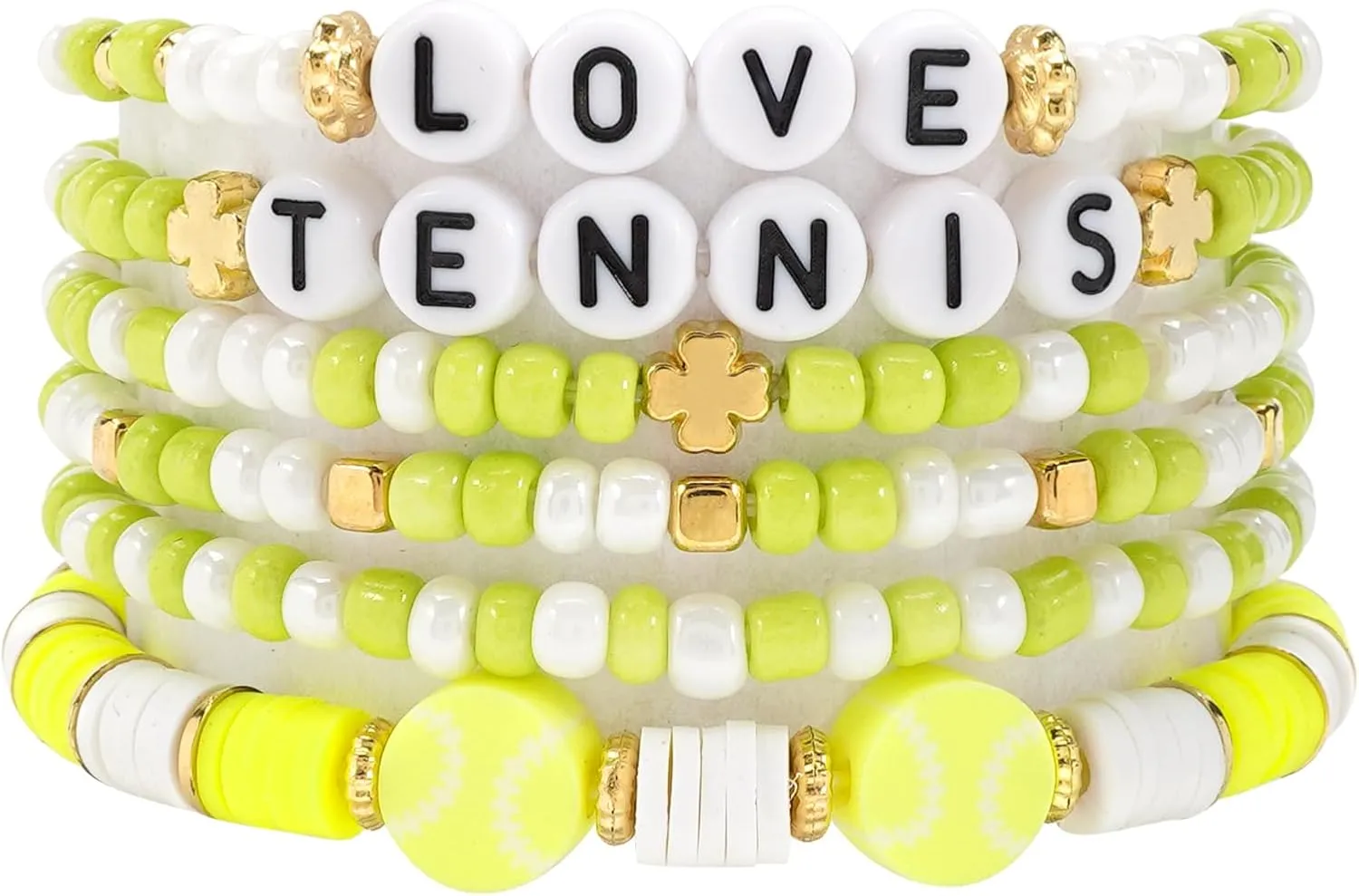 Ardorchid Game Day Bracelets Football Basketball Bracelets Tennis Baseball Stretchy Stackable Heishi Beads Bracelets