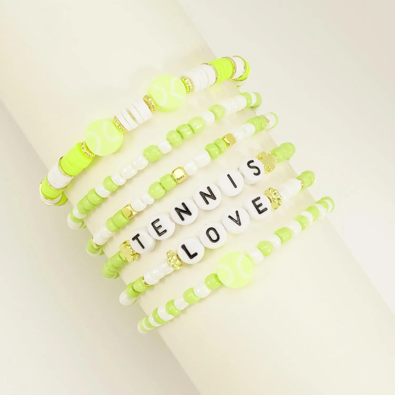 Ardorchid Game Day Bracelets Football Basketball Bracelets Tennis Baseball Stretchy Stackable Heishi Beads Bracelets