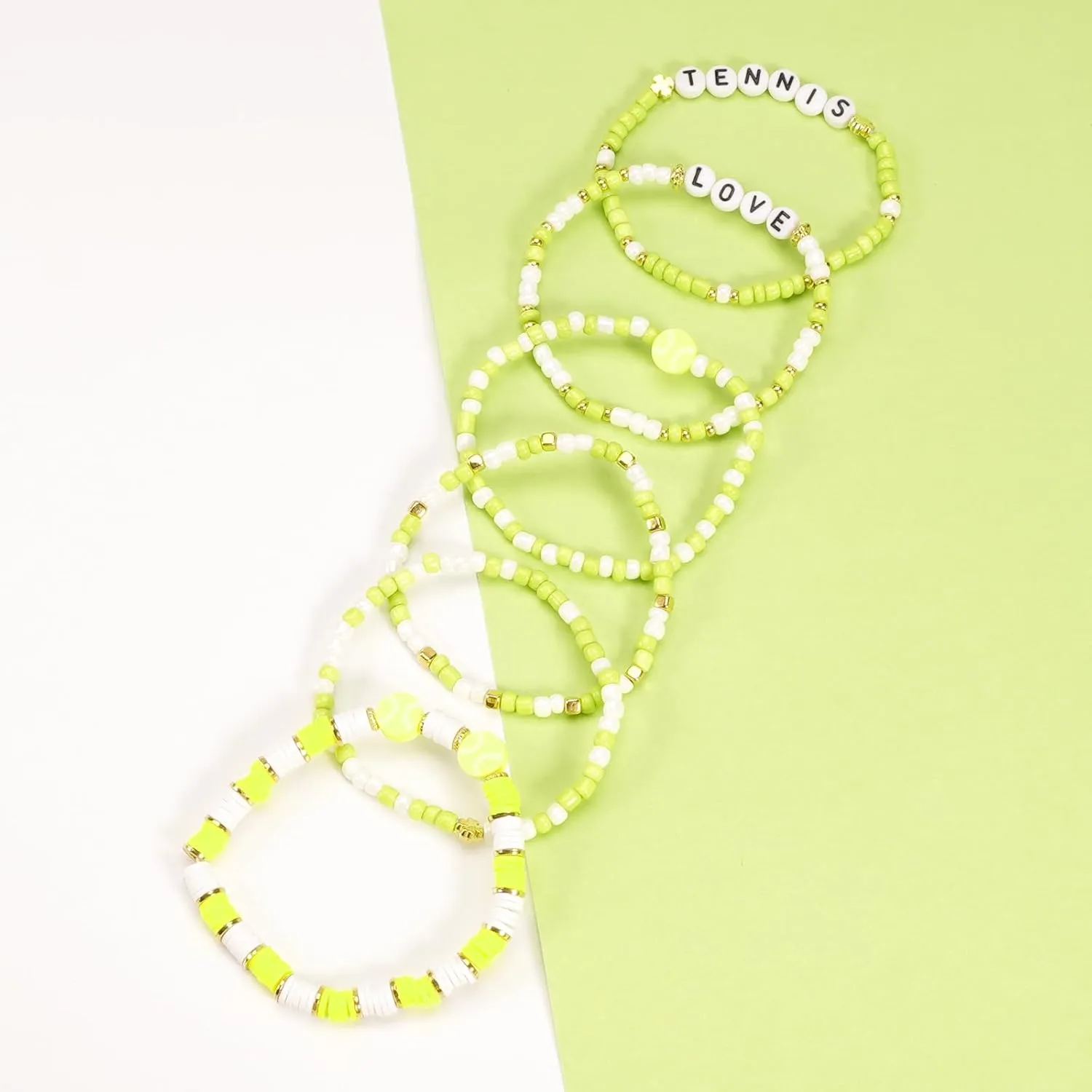 Ardorchid Game Day Bracelets Football Basketball Bracelets Tennis Baseball Stretchy Stackable Heishi Beads Bracelets