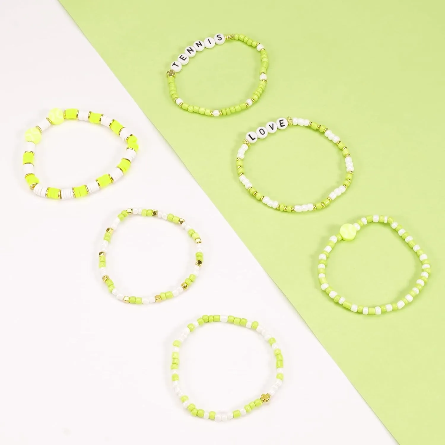 Ardorchid Game Day Bracelets Football Basketball Bracelets Tennis Baseball Stretchy Stackable Heishi Beads Bracelets