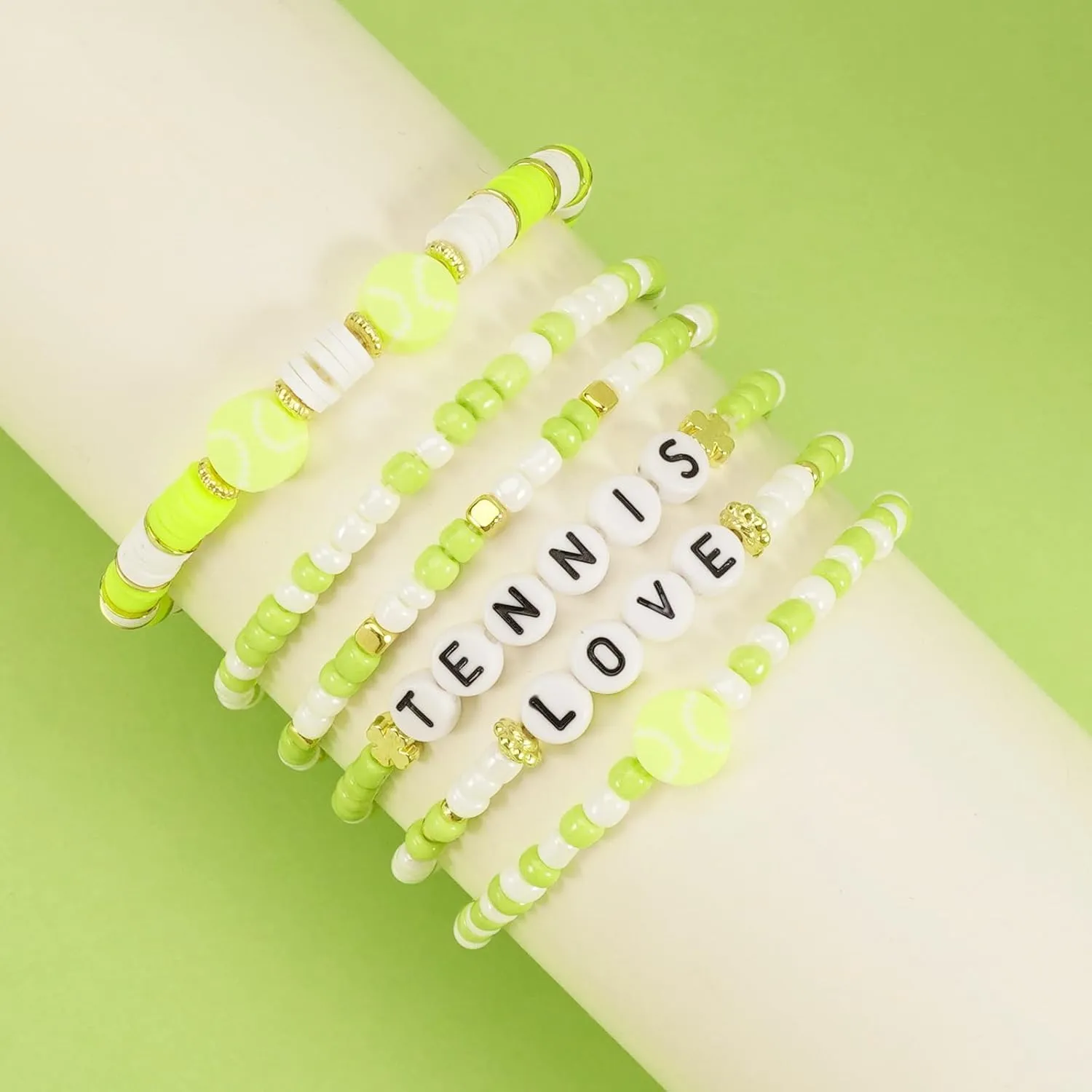 Ardorchid Game Day Bracelets Football Basketball Bracelets Tennis Baseball Stretchy Stackable Heishi Beads Bracelets