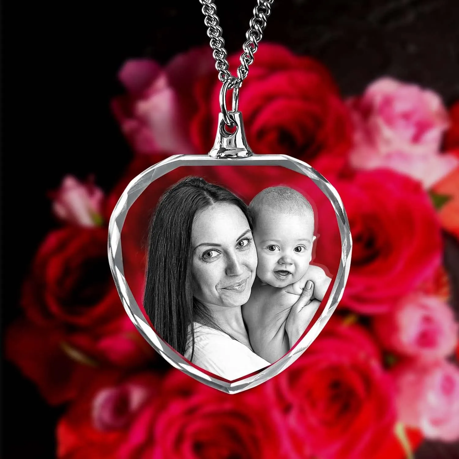 ArtPix 3D Crystal Photo, Mothers Day Personalized Necklace Heart, Custom Gift for Mom, Women, Wife, Her, Her, Grandma, Great Customized Gifts With Your Own Picture