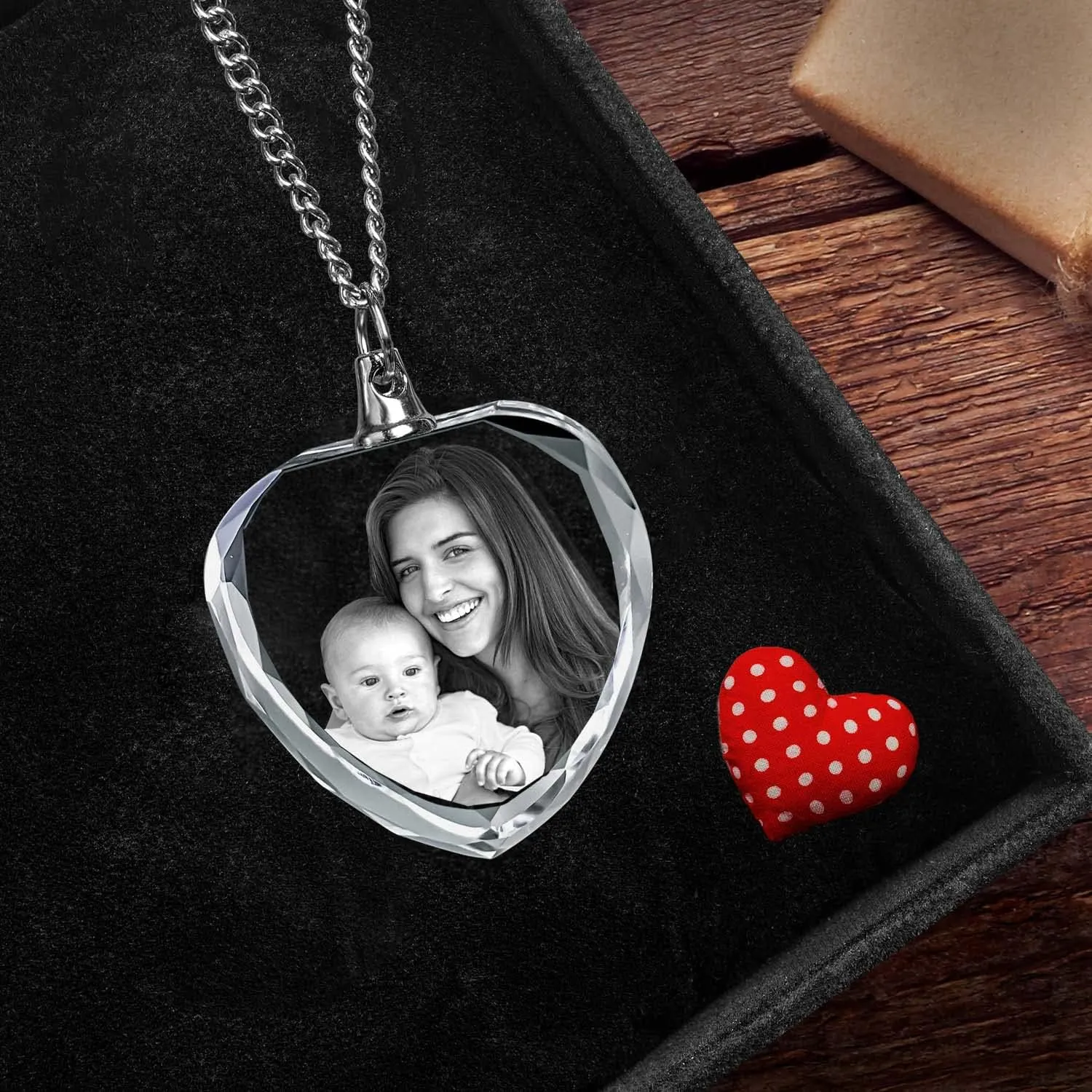 ArtPix 3D Crystal Photo, Mothers Day Personalized Necklace Heart, Custom Gift for Mom, Women, Wife, Her, Her, Grandma, Great Customized Gifts With Your Own Picture