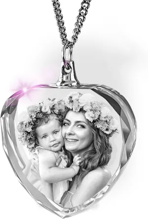 ArtPix 3D Crystal Photo, Mothers Day Personalized Necklace Heart, Custom Gift for Mom, Women, Wife, Her, Her, Grandma, Great Customized Gifts With Your Own Picture