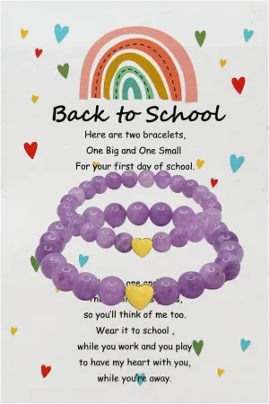 Back to School Bracelets Matching Heart Mother Daughter Bracelets First Day of School Gifts