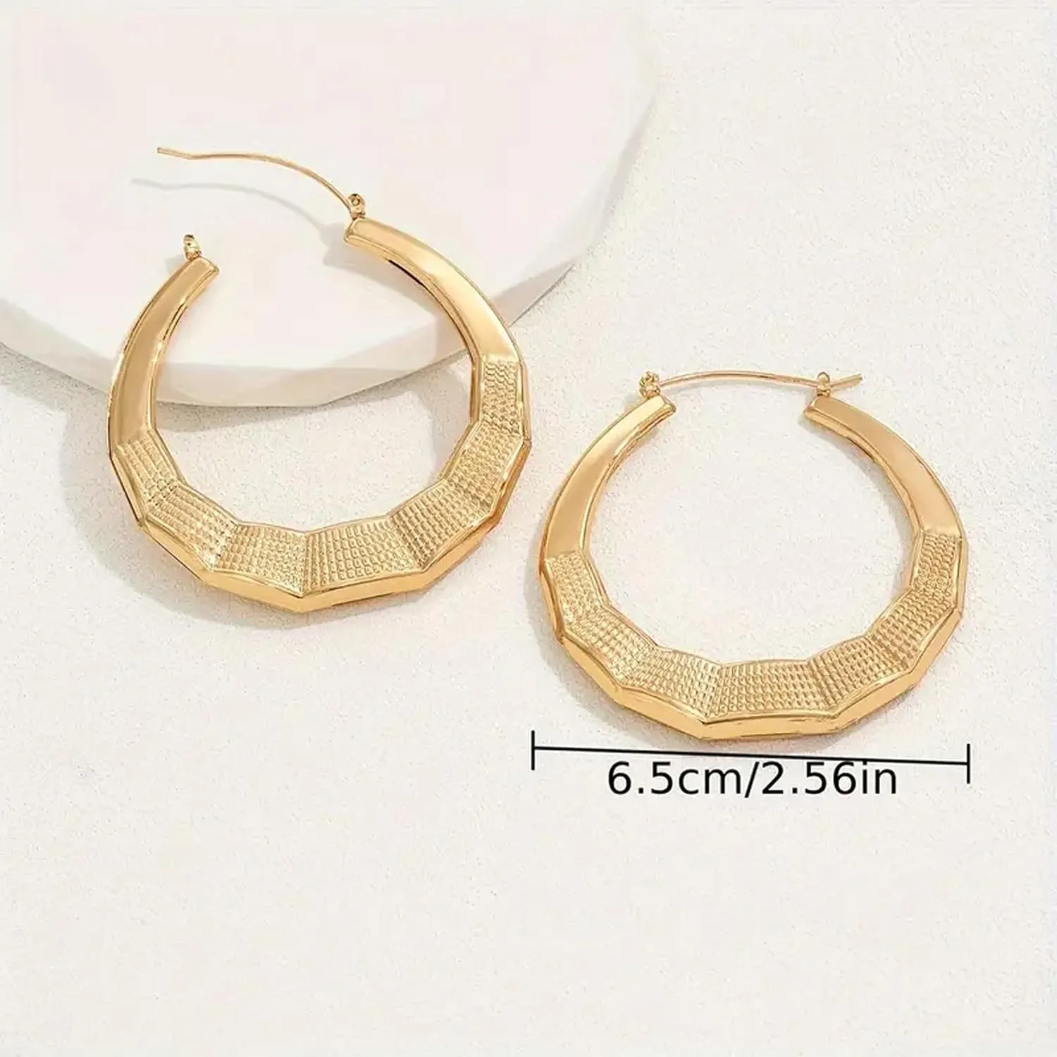 Bamboo Earrings Large Gold Bamboo Hoop Earrings Trendy Hip Hop Chunky Gold Hoop Earring 80s 90s Jewelry Gifts Party Custom Accessories