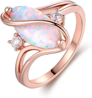 Barzel Rose Gold & White Gold Plated Created Ruby, White Fire Opal & Cubic Zirconia Accents Ring