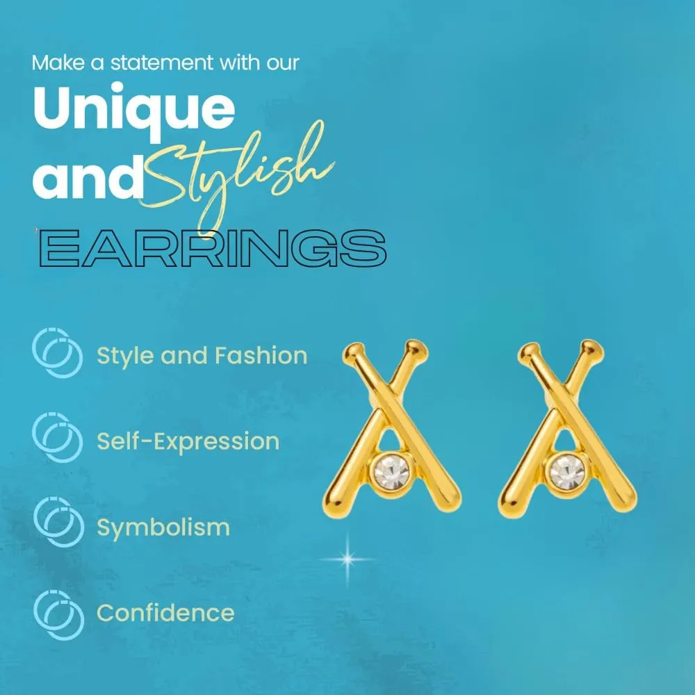 Baseball Earrings  Gold Plated Bat and Pearl Softball Stud Earrings Accessory  Cute Baseball Jewelry Gift for Softball Players, Moms, and Sports Fans