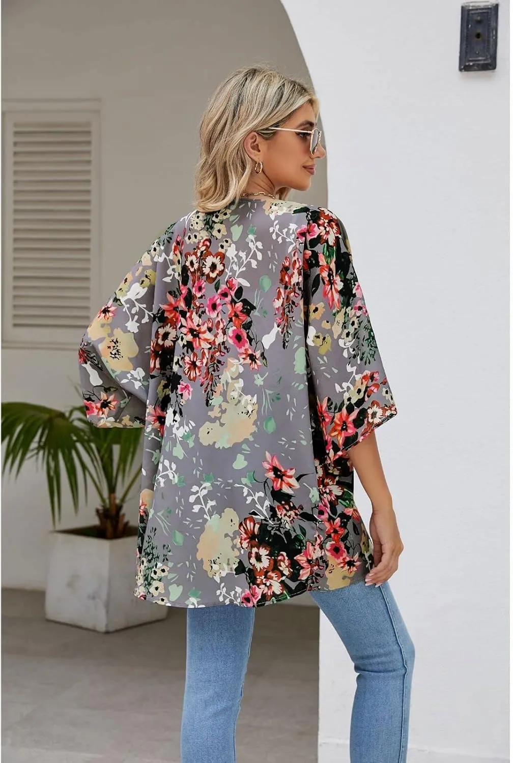 BB&KK Women's Floral Kimono Summer Short Cover Ups Tops