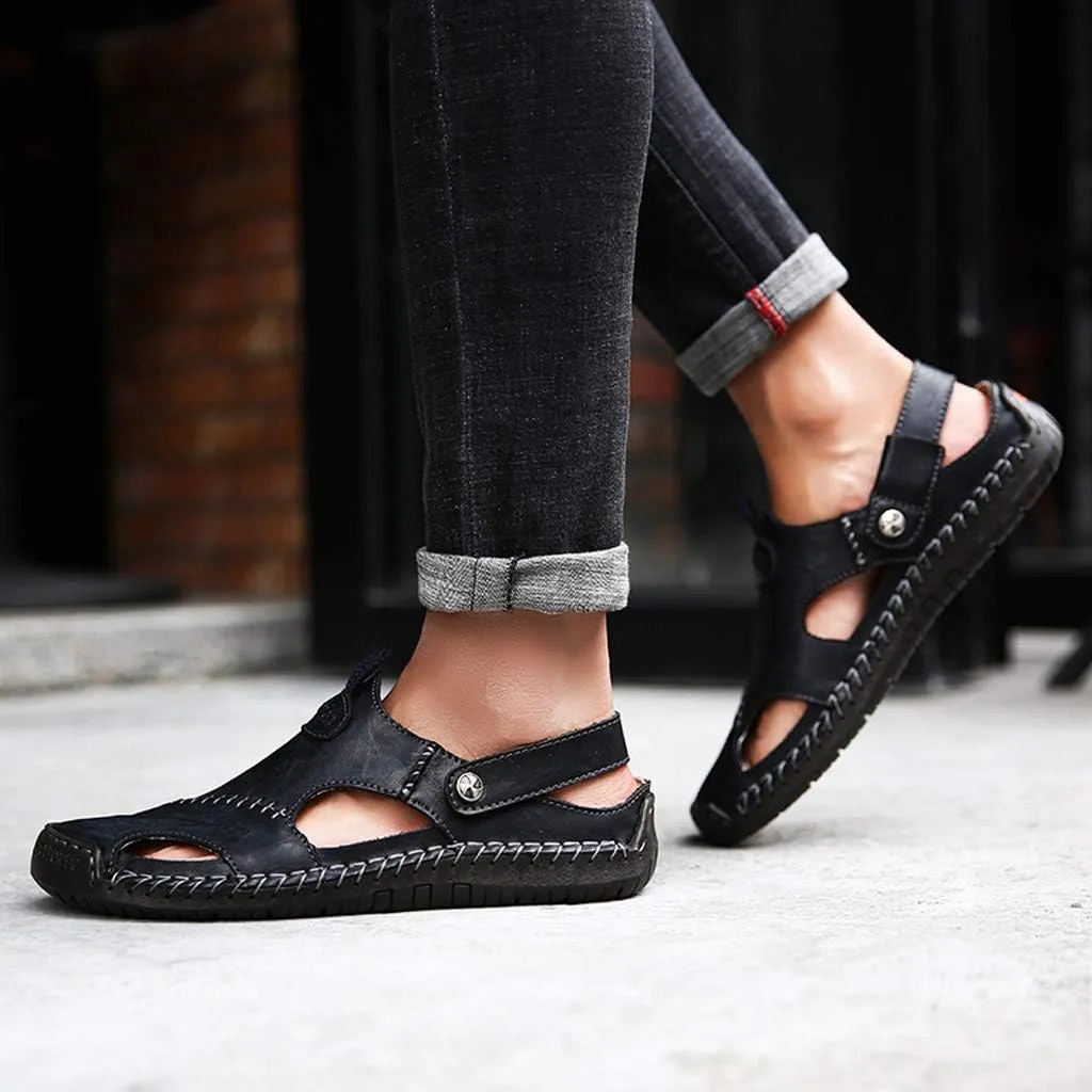 Beach Sandals Summer Shoes Outdoor Breathable Leather Casual Men's Sandals for Men Slippers