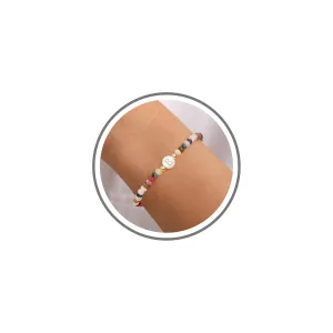 Beaded Initial Bracelet for Girls Beaded Stretch Bracelets Birthday Gift Gold Letter Beaded Bracelet for Women Small Colorful Beaded Bracelets Teen Girl Gifts Trendy Stuff