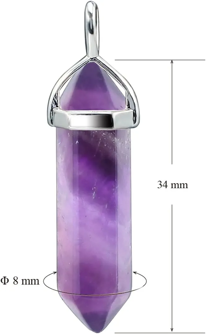 BEADNOVA Crystal Necklaces for Women Crystal Pendant Gemstone Necklace for Spiritual Energy Healing Hexagonal Pendant Divination for Men (18 Inches Stainless Chain)