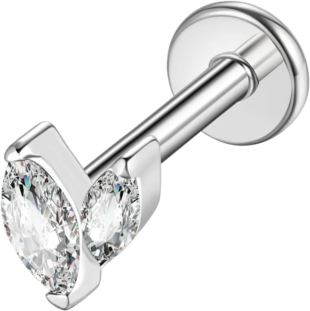 BelezaDosas 16G G23 Titanium Cartilage Earrings Stud Flat Back Dog Paw Cartilage Piercing Jewelry Internally Threaded Medusa Piercing Short Bar Long Bar