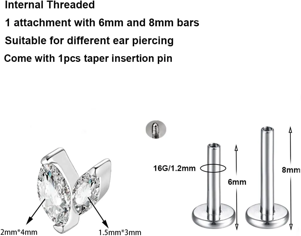 BelezaDosas 16G G23 Titanium Cartilage Earrings Stud Flat Back Dog Paw Cartilage Piercing Jewelry Internally Threaded Medusa Piercing Short Bar Long Bar