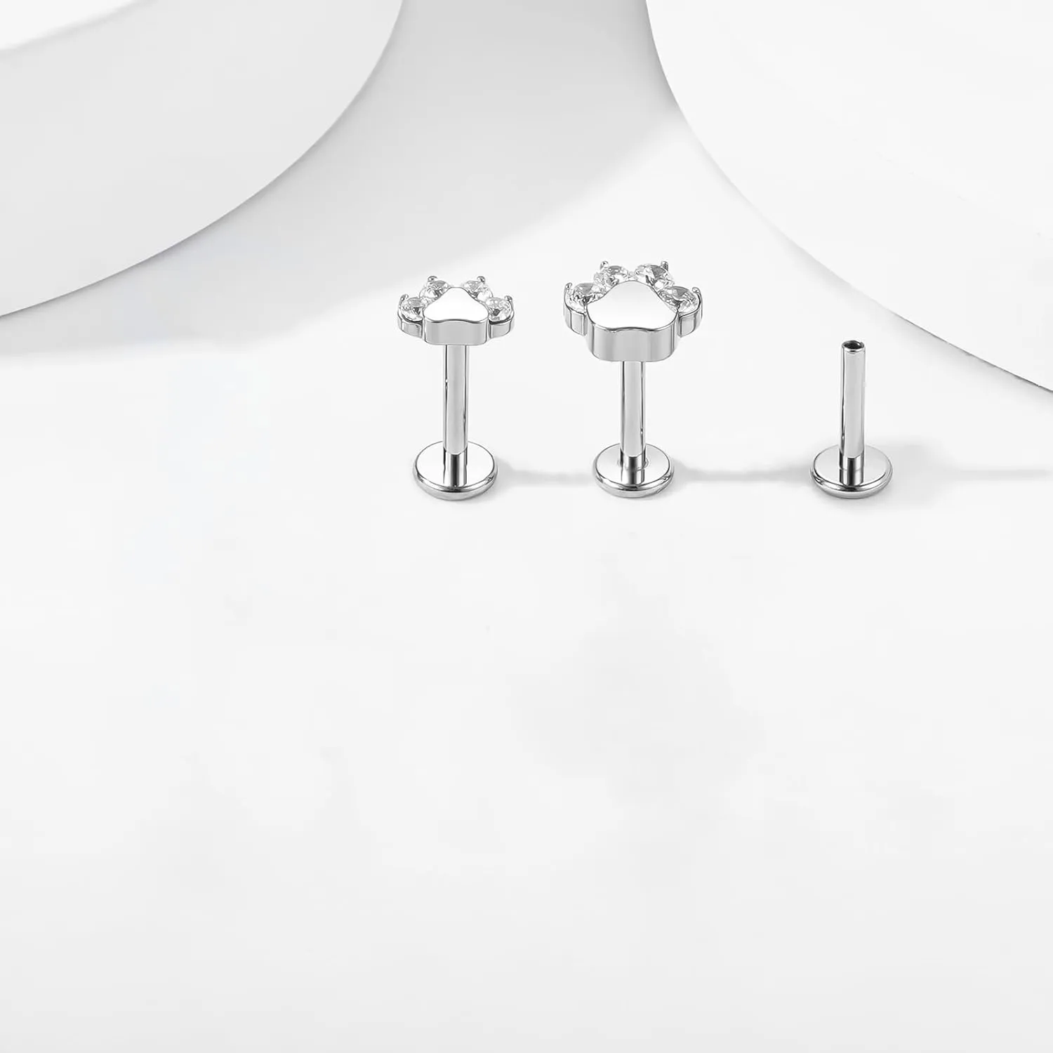 BelezaDosas 16G G23 Titanium Cartilage Earrings Stud Flat Back Dog Paw Cartilage Piercing Jewelry Internally Threaded Medusa Piercing Short Bar Long Bar