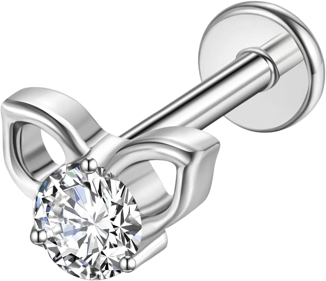BelezaDosas 16G G23 Titanium Cartilage Earrings Stud Flat Back Dog Paw Cartilage Piercing Jewelry Internally Threaded Medusa Piercing Short Bar Long Bar