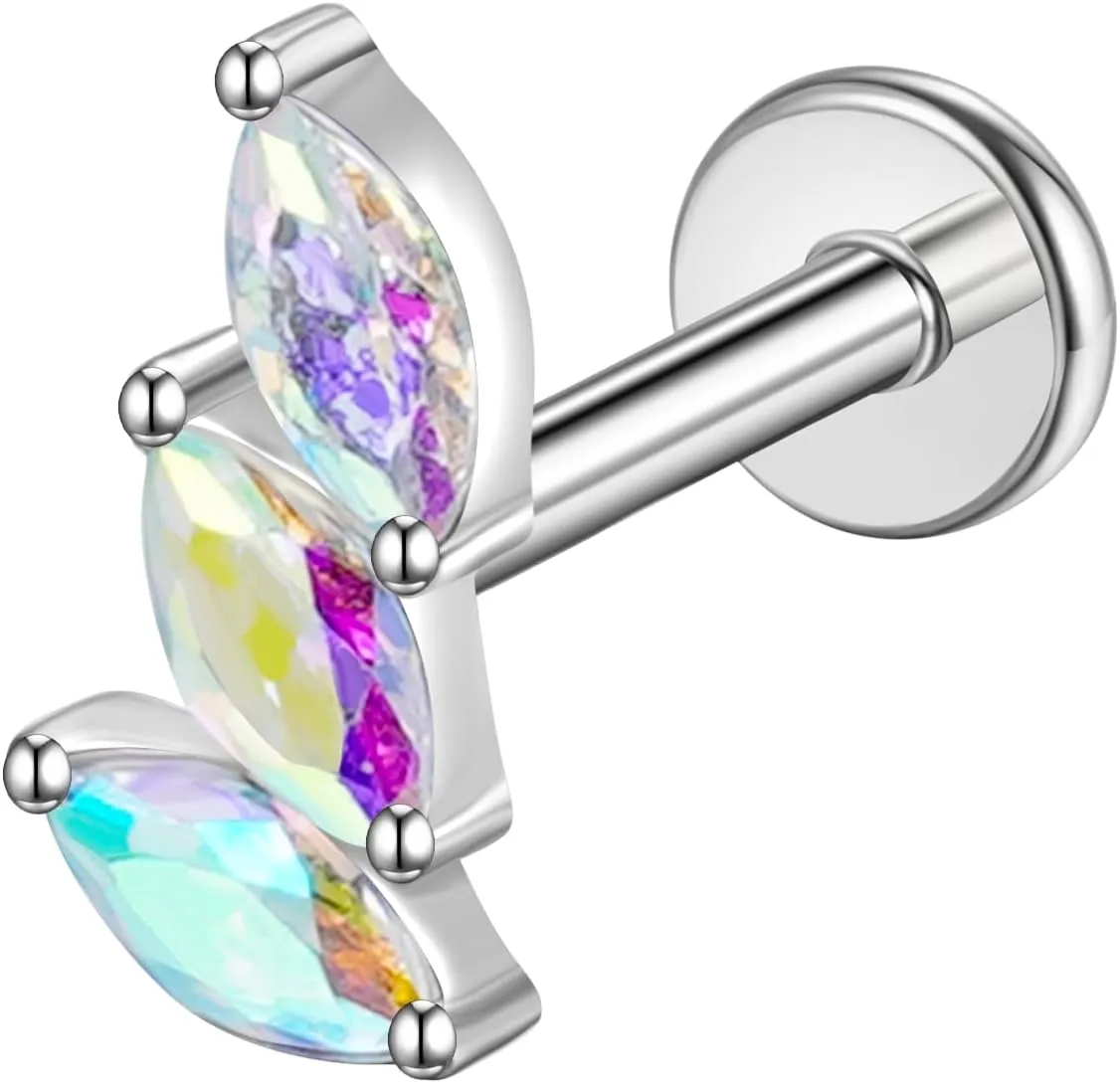BelezaDosas 16G G23 Titanium Cartilage Earrings Stud Flat Back Dog Paw Cartilage Piercing Jewelry Internally Threaded Medusa Piercing Short Bar Long Bar