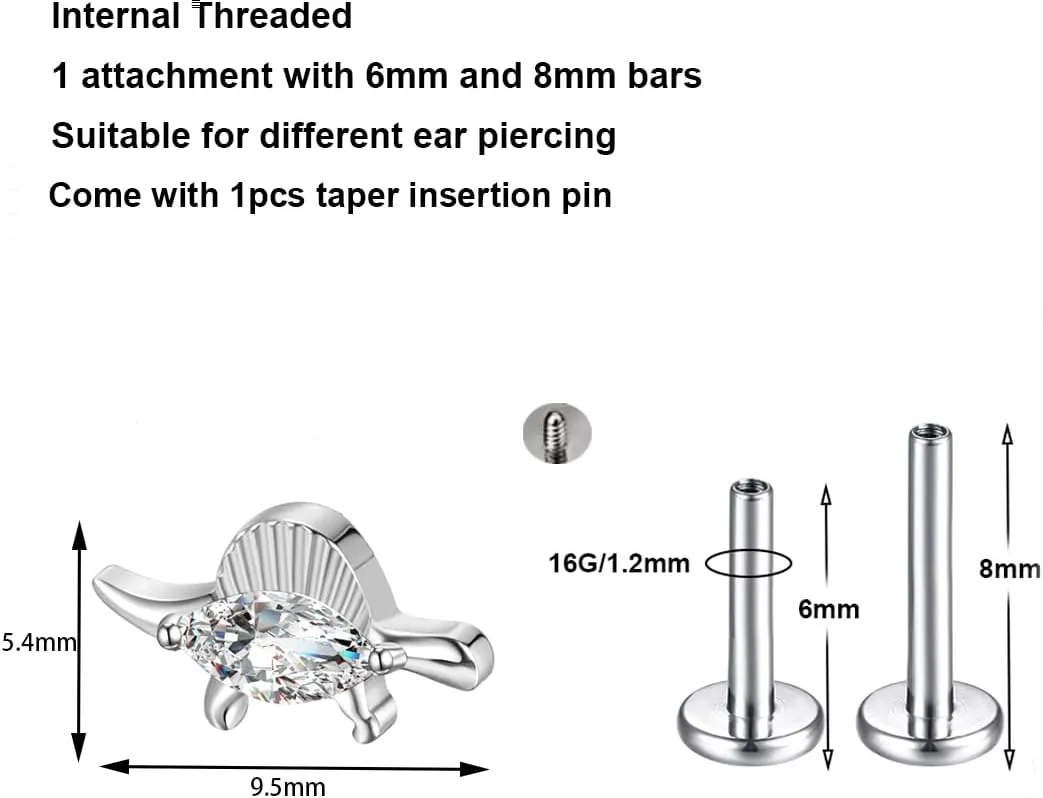 BelezaDosas 16G G23 Titanium Cartilage Earrings Stud Flat Back Dog Paw Cartilage Piercing Jewelry Internally Threaded Medusa Piercing Short Bar Long Bar