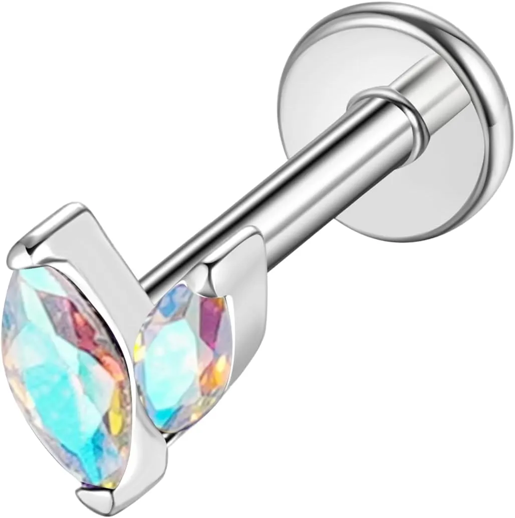 BelezaDosas 16G G23 Titanium Cartilage Earrings Stud Flat Back Dog Paw Cartilage Piercing Jewelry Internally Threaded Medusa Piercing Short Bar Long Bar