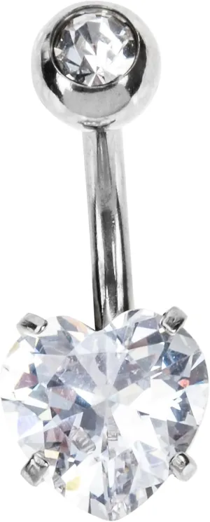 Belly Button Ring for Women Stainless Steel Rhinestone Belly Piercing Jewelry Classic Heart Design for Music Festivals and Daily Wear Durable and Accessory