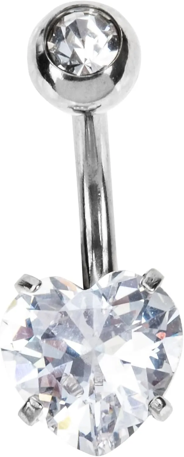 Belly Button Ring for Women Stainless Steel Rhinestone Belly Piercing Jewelry Classic Heart Design for Music Festivals and Daily Wear Durable and Accessory