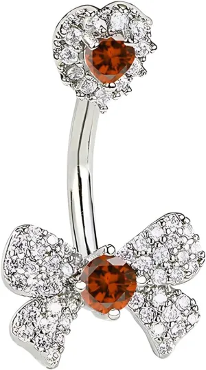 Belly Button Rings Diamond Bow Dangle Cute Belly Button Ring Belly Piercing Jewelry Belly Ring Stainless Steel Belly Rings for Women 1 Pcs
